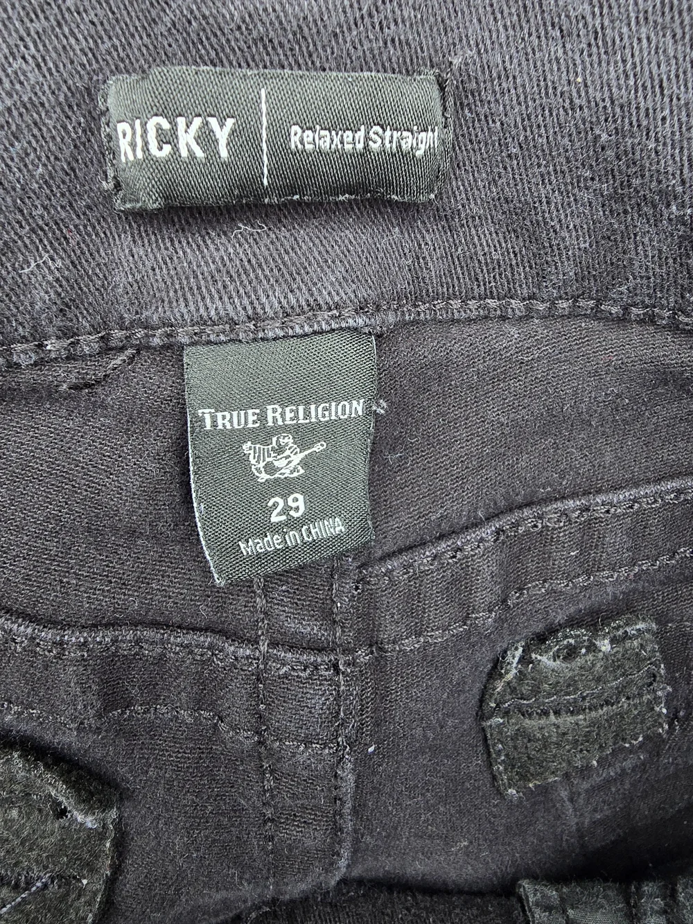 True Religion Black Men’s Ricky Jeans Classic Straight Fit Size 29